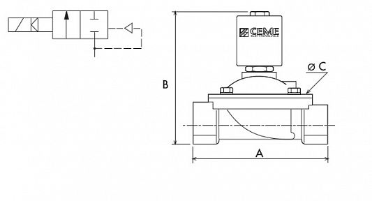 Электромагнитный клапан CEME 220v/50HZ нормально закрытый 2-ход. DN 12